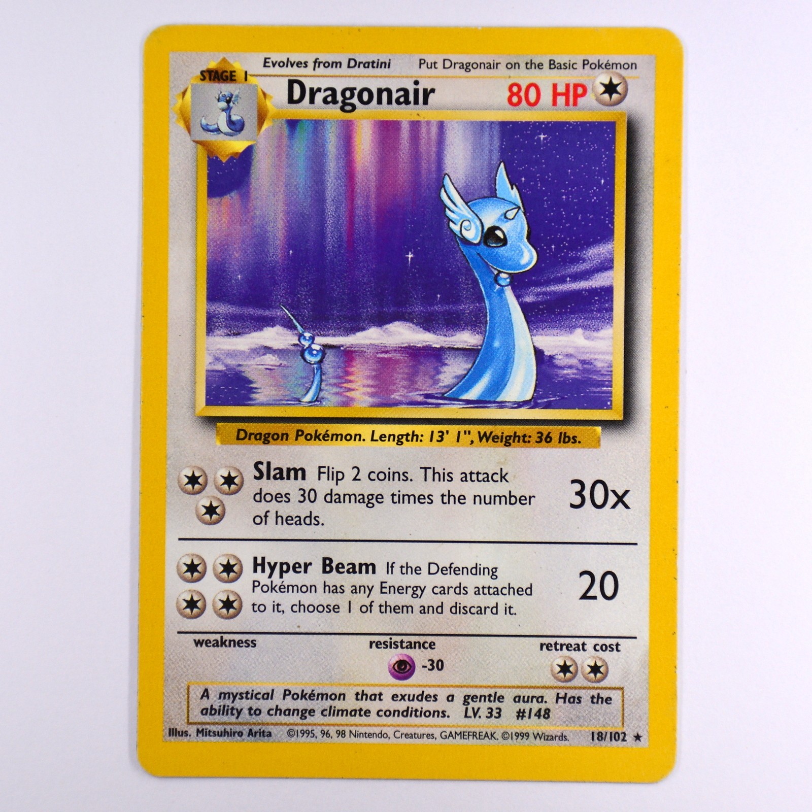 1999 Pokémon Card -Dragonair #18/102 - Unplayed / Unused