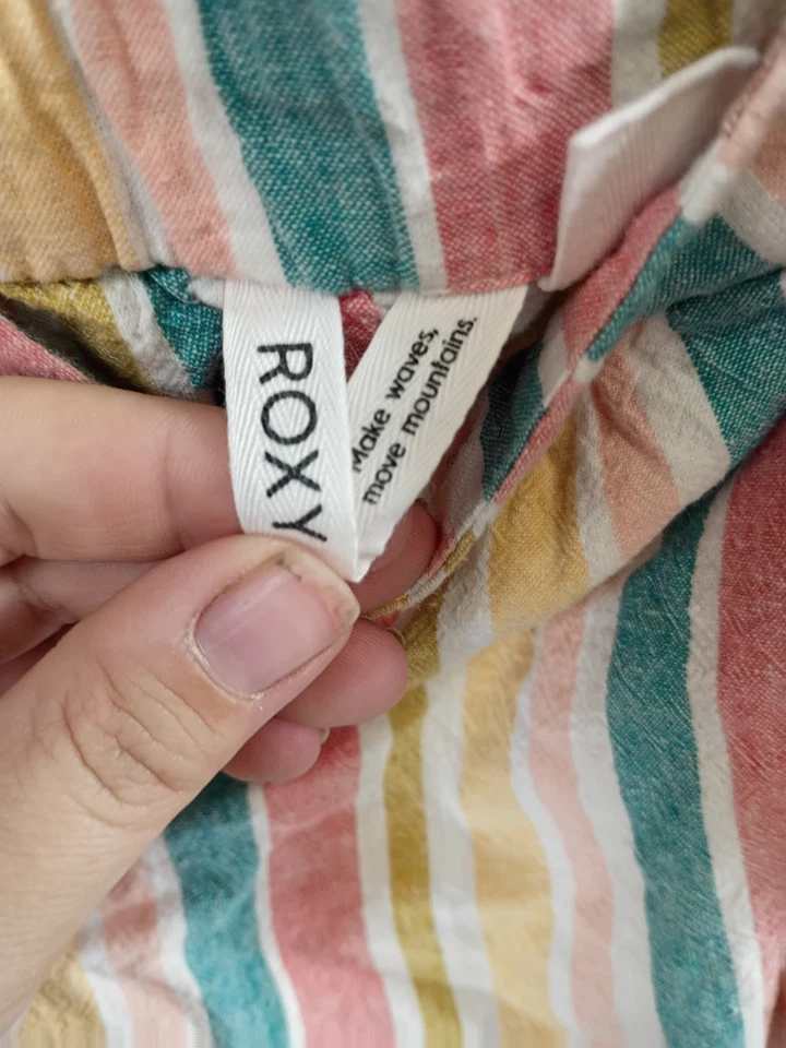 Vestido Roxy Midi con Tirantes para Mujer XL Multicolor Rayas Correas Ajustables Sin Mangas Foto 3 de 4