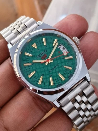 Vintage 6309A Seiko 5 Automatic17Jewels DayDate Japan Men's Wrist Watch Green