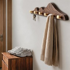 Walnut Wall Mounted Hooks, Coat Hooks, Wall Coat Rack W Hooks for Home, Bedrooms