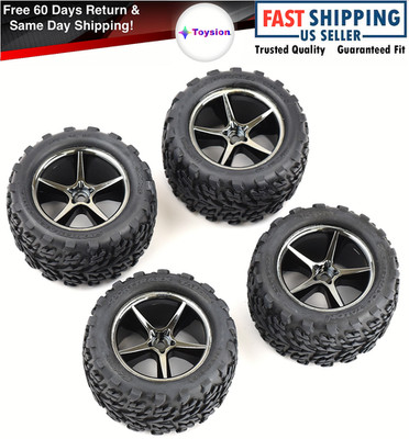 Fits Traxxas 71076-3 VXL 1/16 E-REVO Talon Tires & 12mm Gemini Wheels Tire Wheel