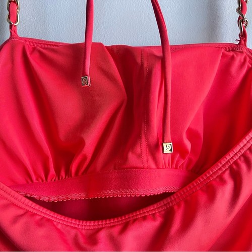 Michael Kors Women's Chain-Strap Halter Tankini Top Sea Coral Size Small - Picture 6 of 8