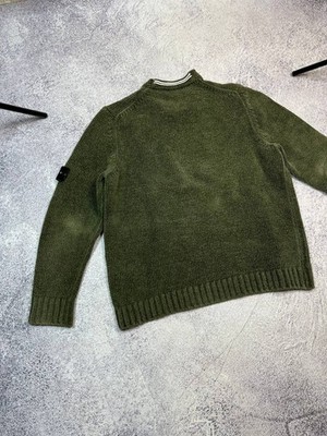 Vtg Stone Island XXL Chenille Knit Sweater A/W 2008 Olive Green | eBay