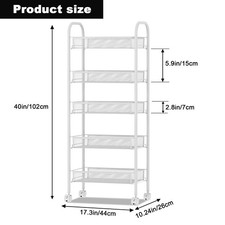5-Tier Storage Trolley, Rolling Cart, Mesh Storage Cart, Mobile Storage Trolley