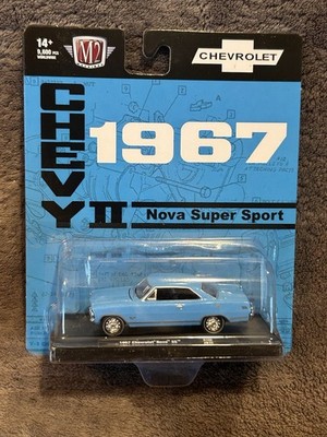 NIB 2024 1967 CHEVY NOVA SS SUPER SPORT BLUE M2 MACHINES CAR 1/64 R108 24-11