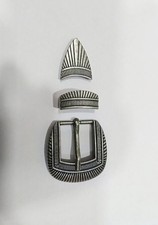 Western 3 piece buckle set silver black design 1 in 25mm cowgirl brass buckle