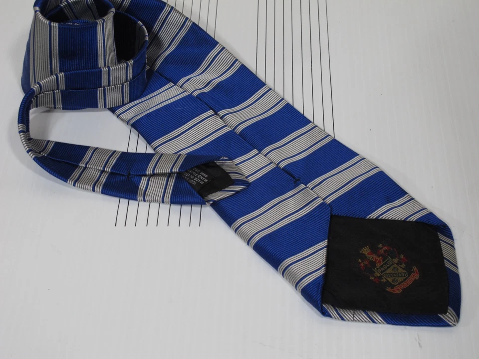 Corbata de seda Paolo Gucci vintage rara barra gris a rayas hecha en Italia 59 x 3 3/4 Foto 3 de 3