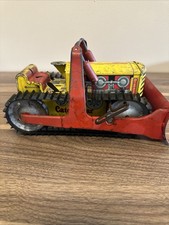 Vintage 1950  s USA Marx Litho Wind Up Steel Caterpillar Bulldozer Working