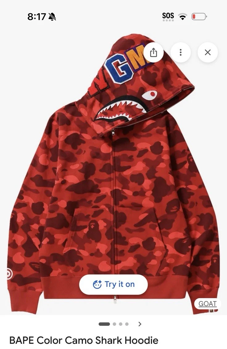 A Bathing Ape Red Long Sleeve Hoodies & Sweatshirts for Men for