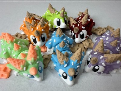 3D Printed Magnetic Baby Ice Cream Dragon   Cute Fantasy Fridge or Desk Decor