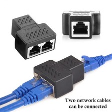 RJ45 Splitter Adapter 1 to 2 Ways Dual Female Port CAT6/5/7 LAN Ethernet Cable