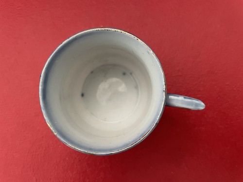 Vintage PORCELAIN MUG Love the Giver Flow Blue GOLD Decorated Art Nouveau #19 - Picture 7 of 8