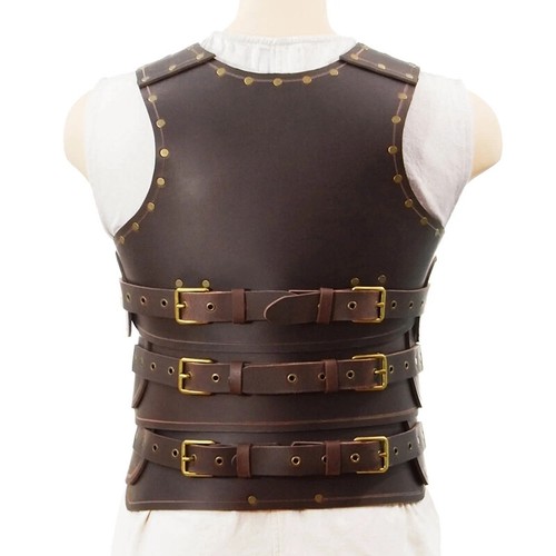 Mittelalterlicher Krieger PU Leder Brust Rüstung Halloween Cosplay Kostüm Weste - Bild 9 von 13
