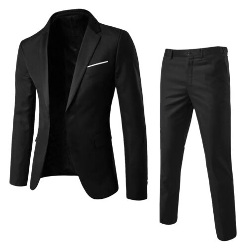 Fashion Slim Waist 2 Pieces Set Wedding Suits For Men Slim Suit Jacket Pant Ves - Picture 49 of 79
