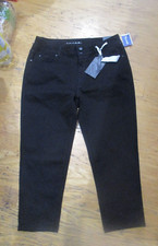 nwt tahari modern black denim crop stretch jeans 16 33 14