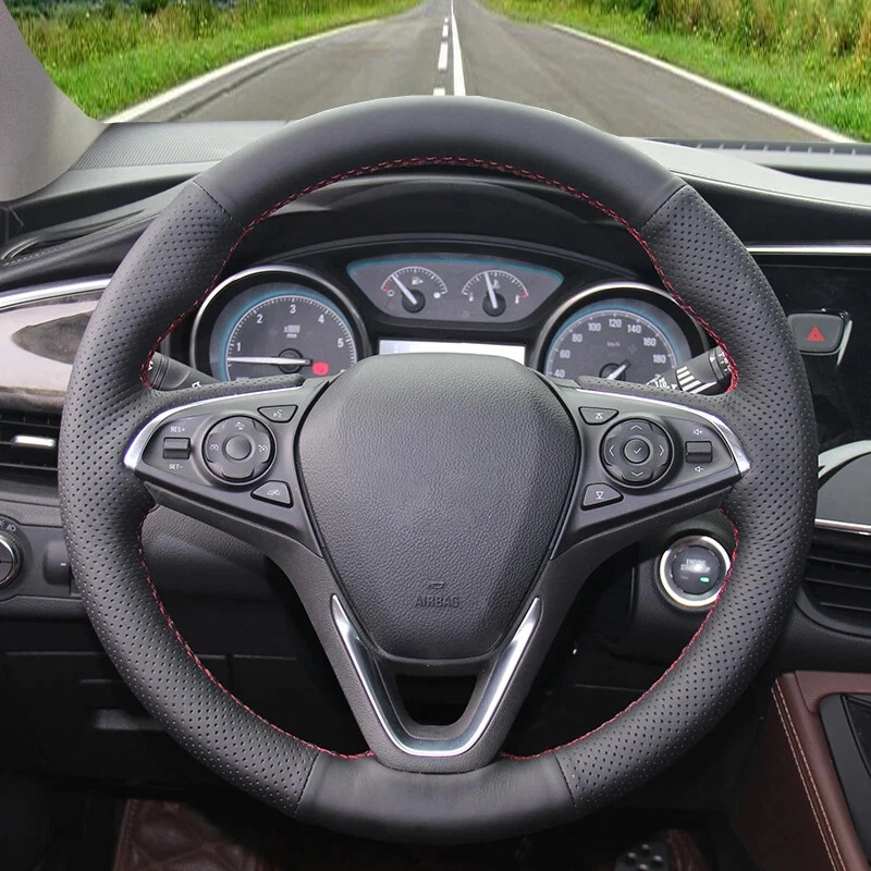 Cubierta de volante de cuero genuino cosida a mano para Buick Envision 2013-2018 Foto 3 de 4