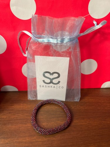 Sashka Co Glass-Beaded Roll-On Bracelet Multicolor Iridescent Beads Original NEW - Picture 4 of 4