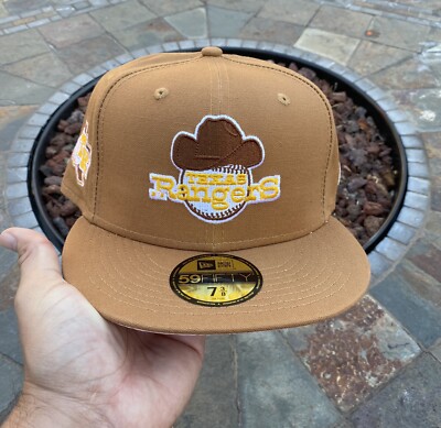 Exclusive New Era Texas Rangers Fitted Hat MLB Club Size 7 3/8 Tan