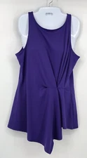 RUBY RIBBON Round Neck Sleeveless Side Gather Detail Purple Blouse Medium