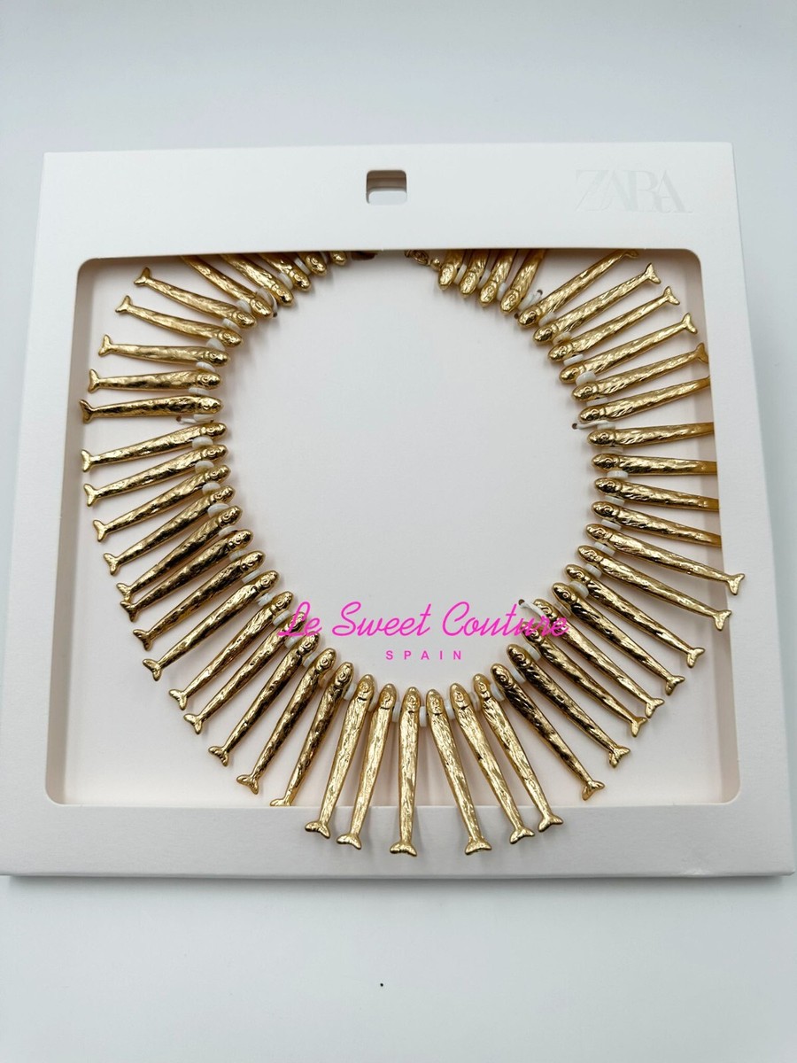 ZARA WOMAN NWT SS25 GOLDEN FISH BIB NECKLACE 1856/057/303 | eBay