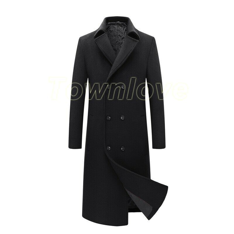 ローブブラン Double-breasted Wool coat Wool Double Breasted Topcoat - Black – Paul Fredrick
