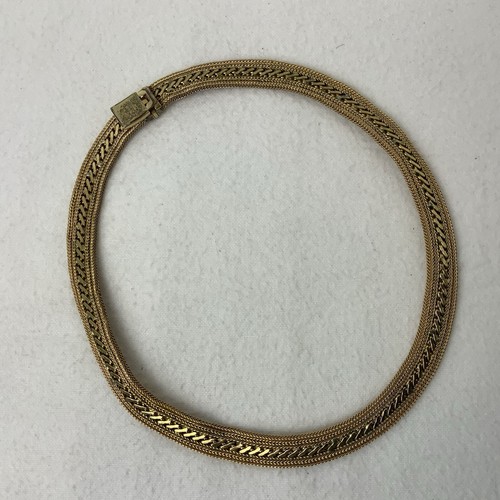 VTG Christian Dior Grosse Germany 1966 Herringbone Gold Plate Open Work Necklace - Foto 9 di 19