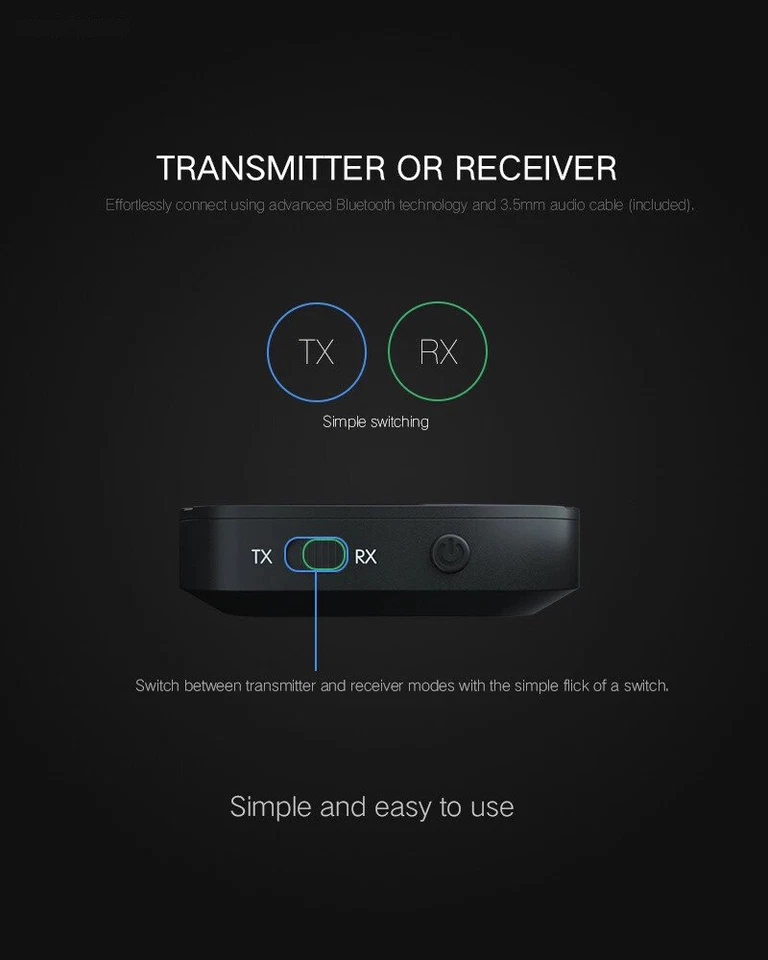 2in1 Bluetooth Transmitter Receiver Wireless Adapter TV Home Stereo A2DP Audio - Image 2 of 4