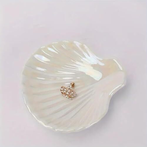 Shell Jewelry Ring Holder Dish, Cute Seashell Jewelry Dish Tray for White - Picture 2 of 7