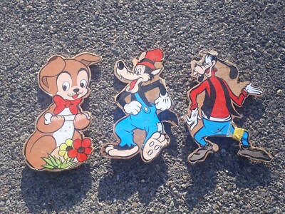 Alte SILHOUETTE PLATTE HOLZSCHILD MICKEY DISNEY Vintage Figur Skulptur