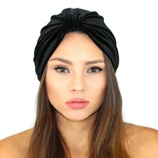 Kristin Perry Velvet Turban Headband Knit Hat 
