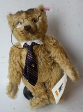 Steiff Teddy Bear Figurine Teddy Roosevelt Hairline Mustache Collar Tie Glasses
