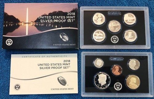 2018-S SILVER 10-coin U.S. PROOF SET, complete with box & COA.