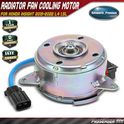 Right Passenger Radiator Fan Cooling Motor for Honda Insight 2019-2022 L4 1.5L
