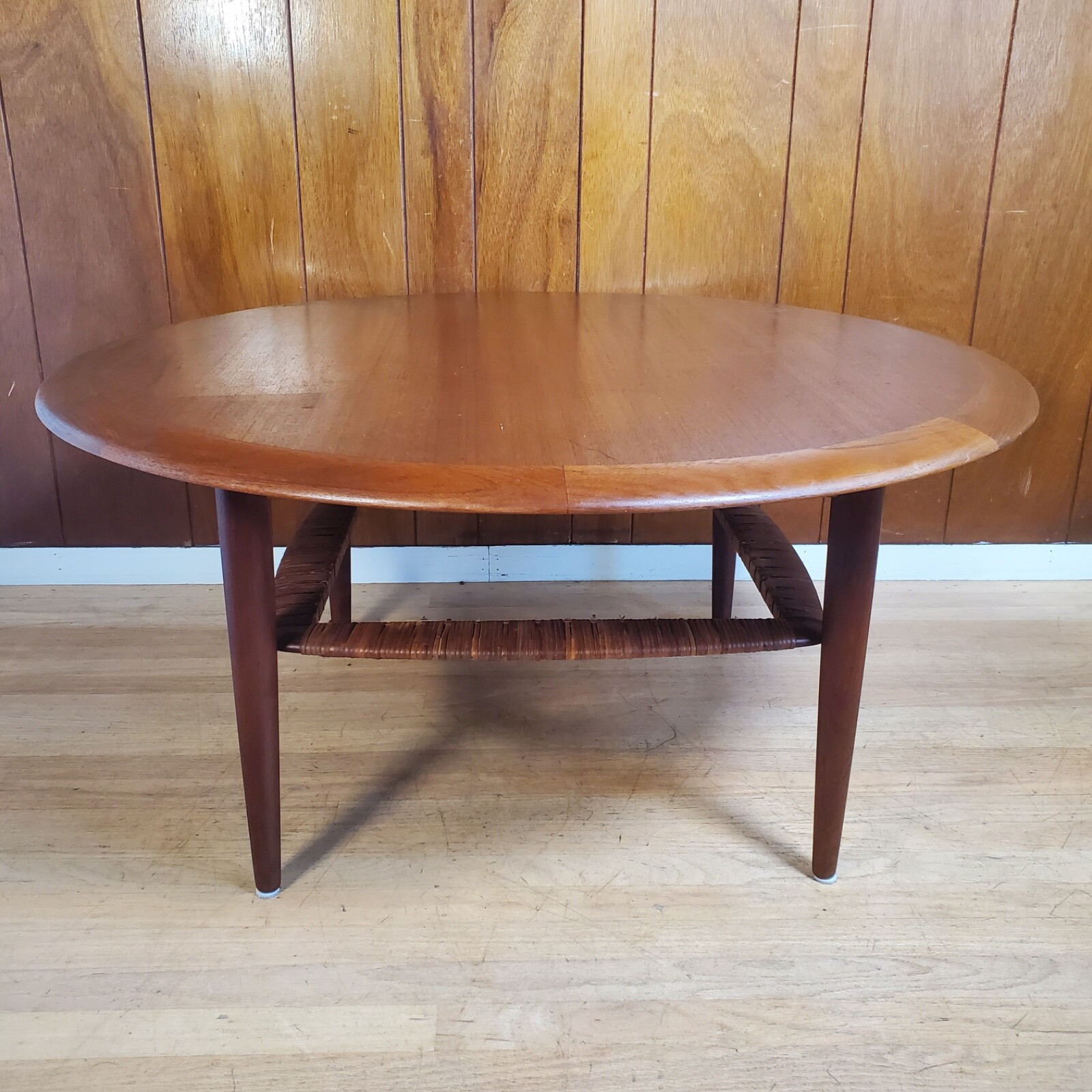 Vintage J Andersen for Silkeborg CFC Danish Modern Fine Teak Rattan Coffee Table