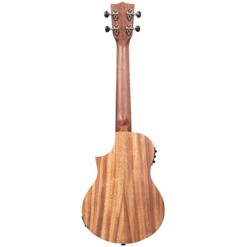 Kala Teak Tri-Top Florentine Cutaway Tenor Acoustic Electric Ukulele with Bag - Picture 3 of 4