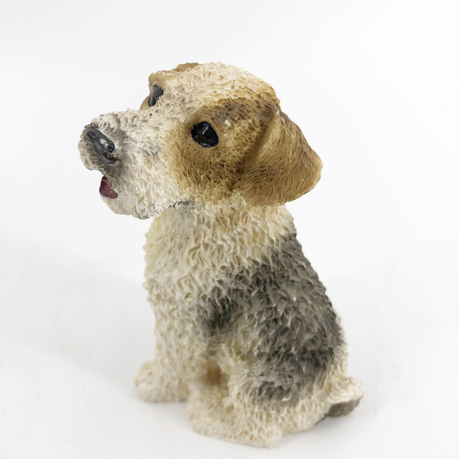 Vintage Resin Wire Haired Terrier Sitting Puppy Dog Figurine Statue 3 1/2