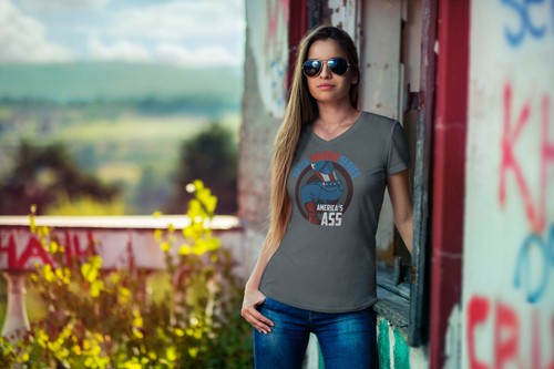 America's Ass Women's Fitted V Neck - Picture 6 of 7
