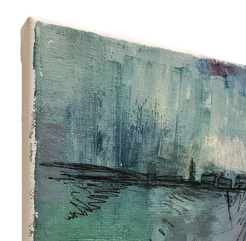 Pintura abstrata original de paisagem impressionista mínima No623 por K.A.Davis  - Imagem 4 de 4