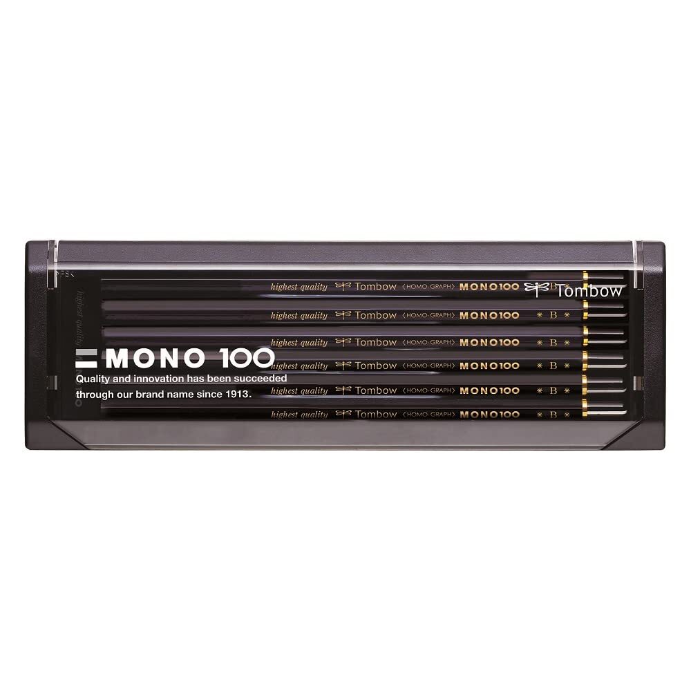 Tombow MONO 100 B Pencils - Professional Drawing & Writing Pencils, 1 Dozen (12 Pack)