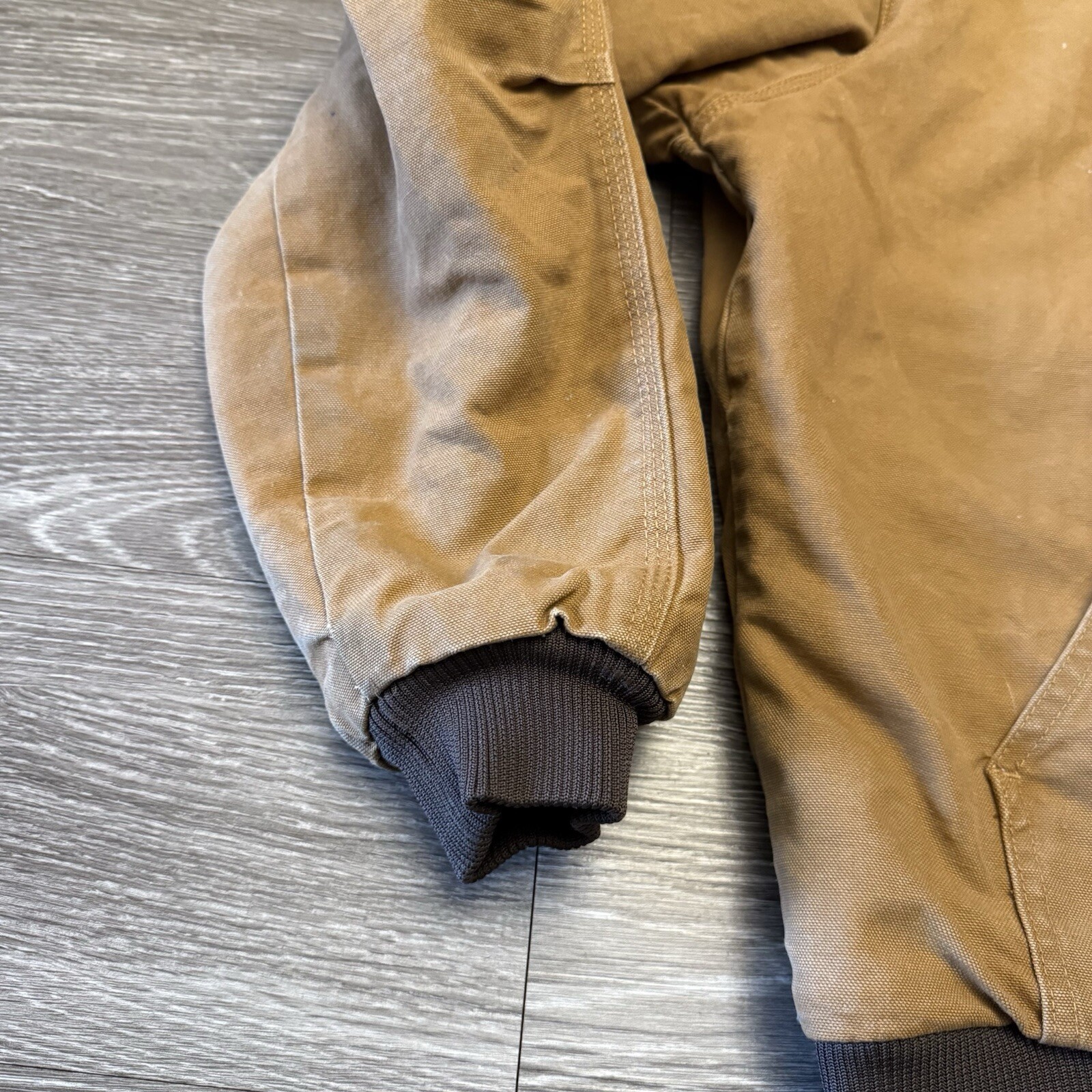 Berne Workwear Canvas Quilt Lining Hooded Jacket Brown Work Heavy Sz Large *READ