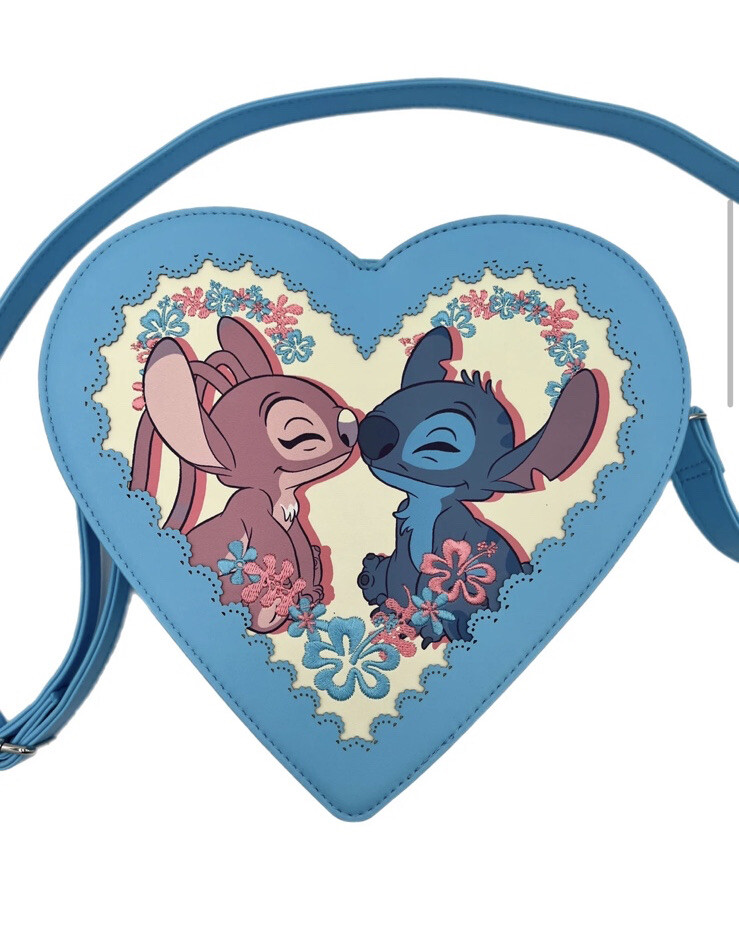 Loungefly Disney Lilo & Stitch Angel Heart Bag Convertible Crossbody Backpack Stitch & Angel Cherry Blossom Heart Crossbody Bag | Loungefly main image 3