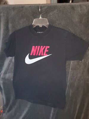 black nike shirt red logo