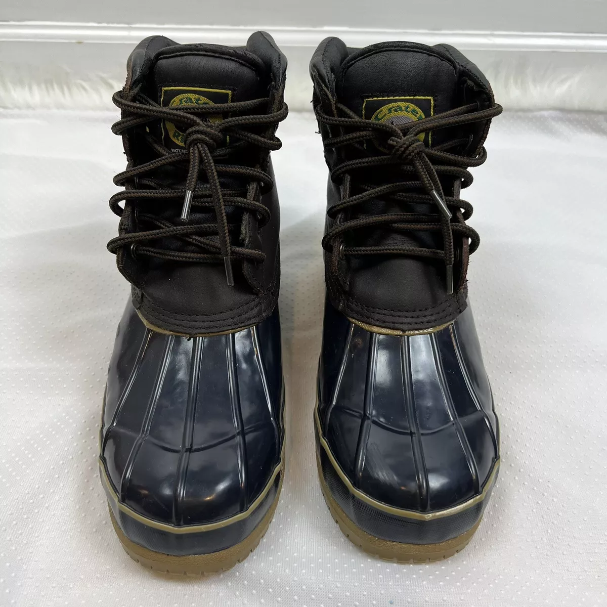 Crater Ridge Mens Size 8 Leather Pike 2 Duck Snow Rain Boots Brown Black
