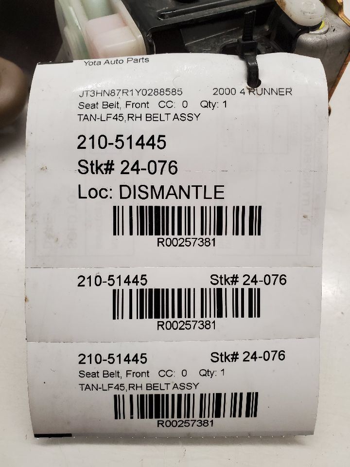 トップス LA6035 7176 7404 7709 Toyota OEM 99-02 4runner Front Seat-belt & Buckle Retractor Right