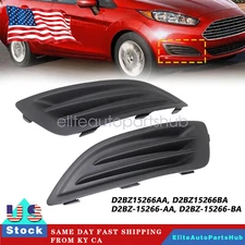 New black plastic front left+right fog light housings for 2014-2019 Ford Fiesta