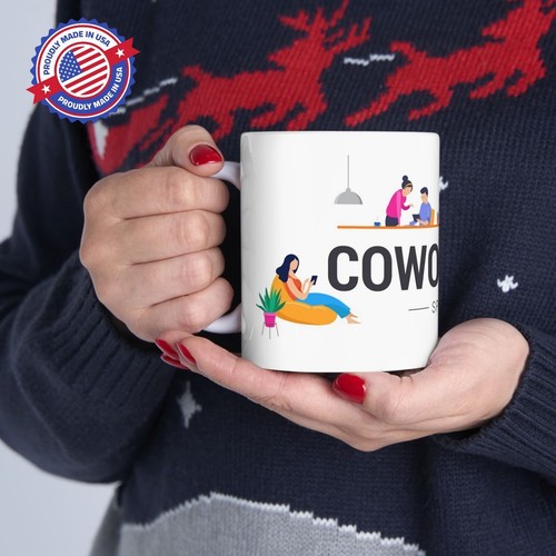 Coworking Space Ceramic Mug, Office Coffee Cup, Work Desk Tea Mug, Unique Gift
