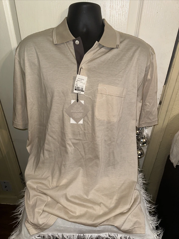 St. Croix Pullover Beige 1/3 Button Short Sleeve NWT Polo Top 100% Cotton Large - Image 2 of 4