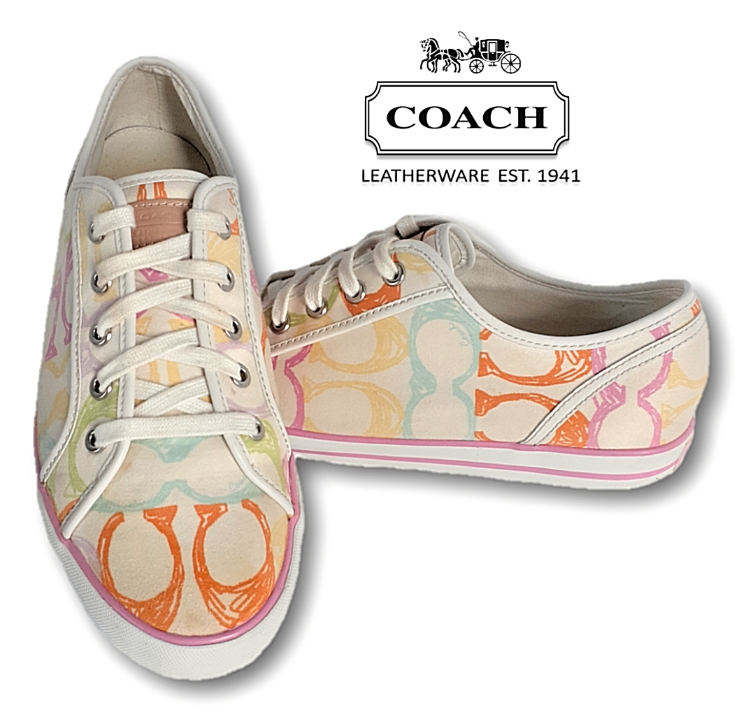 Coach Sneakers Dee Scribble Leather Pastel Women's Shoes Sz 11B- Org $135 eBay