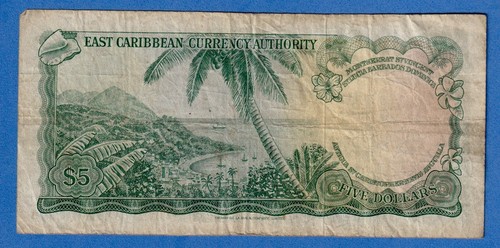 East Caribbean States $5 1965 P-14a Circ. Note A1 401721 1ST SIGNS 1ST PREFIX - Picture 2 of 4