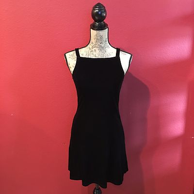 Vintage 90s Black Stretch Velvet / Velour Short Sheath Slip Grunge Dress-  SMALL | eBay